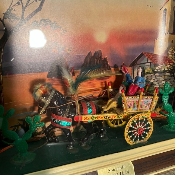 Vintage Sicilian Italian Folk Art miniature Horse And people Souvenir in box 60s - Picture 3 of 16